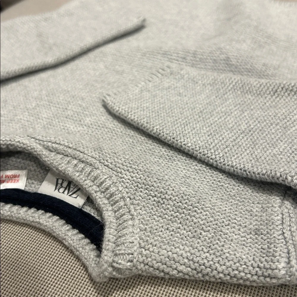 Zara Baby Cotton Knit Light Gray Sweater